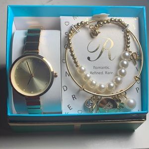 Gold Romantic Watch and Charm bracelet